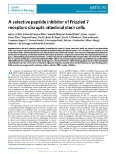 nchembio.2018-A selective peptide inhibitor of Frizzled 7 receptors disrupts intestinal stem cells