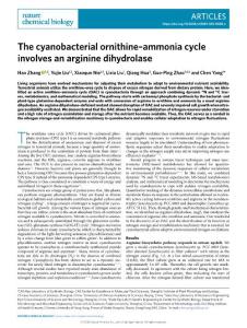 nchembio.2018-The cyanobacterial ornithine–ammonia cycle involves an arginine dihydrolase