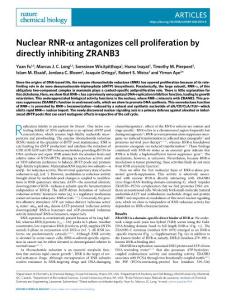 nchembio.2018-Nuclear RNR-α antagonizes cell proliferation by directly inhibiting ZRANB3