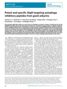 nchembio.2018-Potent and specific Atg8-targeting autophagy inhibitory peptides from giant ankyrins