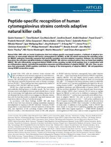 ni.2018-Peptide-specific recognition of human cytomegalovirus strains controls adaptive natural killer cells