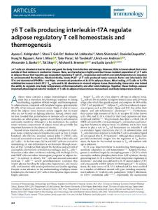 ni.2018-γδ T cells producing interleukin-17A regulate adipose regulatory T cell homeostasis and thermogenesis