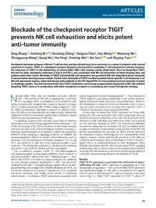 ni.2018-Blockade of the checkpoint receptor TIGIT prevents NK cell exhaustion and elicits potent anti-tumor immunity