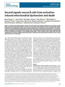 ni.2018-Second signals rescue B cells from activation-induced mitochondrial dysfunction and death