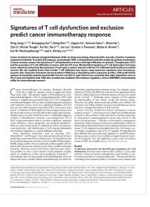 nm.2018-Signatures of T cell dysfunction and exclusion predict cancer immunotherapy response