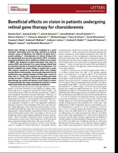 nm.2018-Beneficial effects on vision in patients undergoing retinal gene therapy for choroideremia