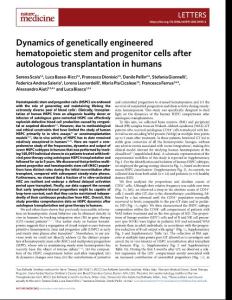 nm.2018-Dynamics of genetically engineered hematopoietic stem and progenitor cells after autologous transplantation in humans