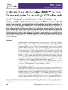 nprot.2018-Synthesis of an ultrasensitive BODIPY-derived fluorescent probe for detecting HOCl in live cells