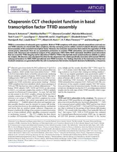 nsmb.2018-Chaperonin CCT checkpoint function in basal transcription factor TFIID assembly