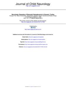 Neurologic Sequelae of Neonatal Hypoglycemia in Kayseri, Turkey