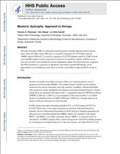 Myotonic dystrophy Approach to therapy（强直性肌营养不良症的治疗方法）