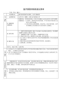 健全患者转接登记制度、完善关键流程PDCA持续质量改进记录表PDCA模板