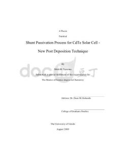 Shunt Passivation Process for CdTe Solar Cell - New Post Deposition Technique