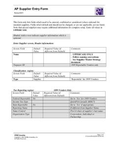 AP Supplier Entry Form