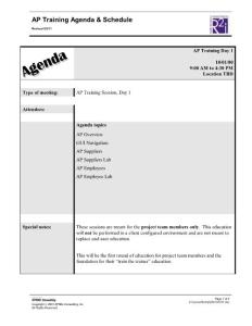 AP Training Agenda & Schedule