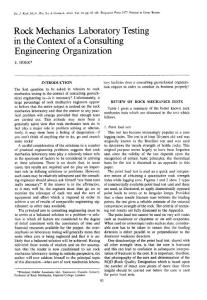 Rock mechanics laboratory testing in the context of a consulting engineering organization