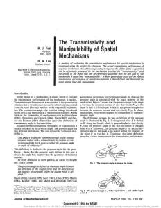 The Transmissivity and Manipulability of Spatial Mechanisms (ASME 1994)