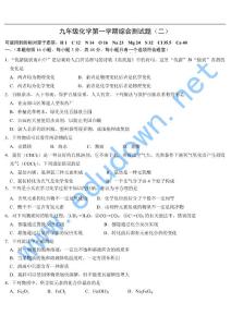 鲁教版九年级化学上学期期末试题及答案