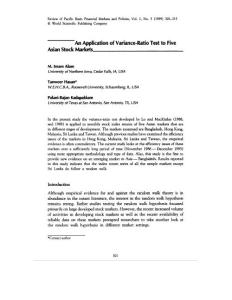 An Application of Variance-Ratio Test to Five Asian Stock Markets