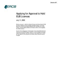 Directive067_Applying for Approval to Hold EUB Licences