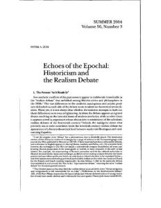 echoes of epochal-historicism and the realism debate