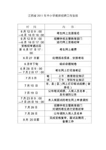 江西省2011年中小学教师招聘工作安排