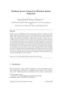 Medium Access Control in Wireless Sensor Networks