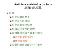 【医学精品课件之抗生素】 Antibiotic resistant in bacteria