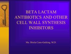 抗生素英文课件精品 BETA LACTAM ANTIBIOTICS AND OTHER CELL WALL SYNTHESIS INHIBITORS