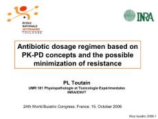 抗生素英文课件精品——Antibiotic dosage regimen based on PK-PD concepts and the possible minimization of resistance