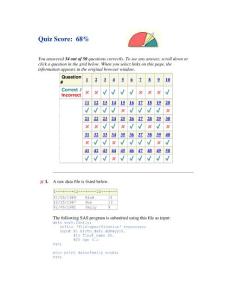 今天SAS base考了100分,分享7月1号的模拟50题 Quiz Score