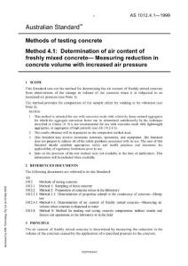 AS 1012.4.1-1999 Methods of testing concrete - Determination of air content of freshly mixed concrete - Measuring reduction in concrete volume with increased air press