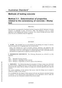 AS 1012.3.1-1998 Methods of testing concrete - Determination of properties related to the consistency of concrete - Slump test