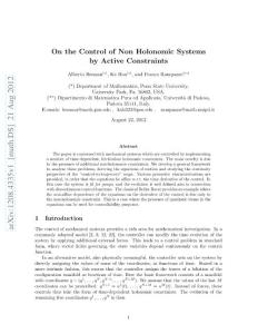 On the Control of Non Holonomic Systems by Active Constraints