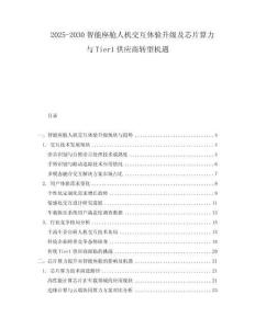 2025-2030智能座舱人机交互体验升级及芯片算力与Tier1供应商转型机遇