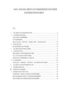 2025-2030幼儿教育行业市场现状供需分析及投资评估规划分析研究报告