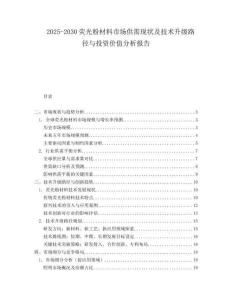 2025-2030荧光粉材料市场供需现状及技术升级路径与投资价值分析报告