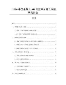 2026中国金融业API开放平台建设规范研究报告