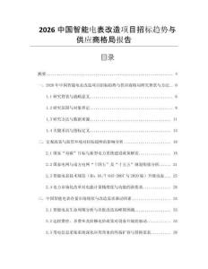 2026中国智能电表改造项目招标趋势与供应商格局报告