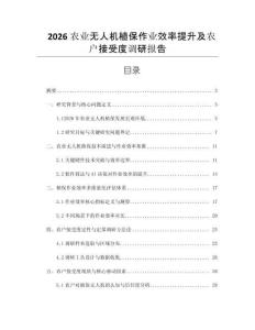 2026农业无人机植保作业效率提升及农户接受度调研报告