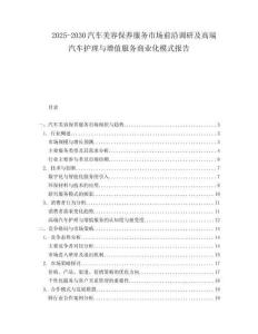 2025-2030汽车美容保养服务市场前沿调研及高端汽车护理与增值服务商业化模式报告