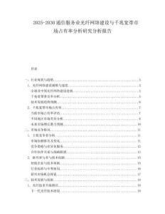 2025-2030通信服务业光纤网络建设与千兆宽带市场占有率分析研究分析报告