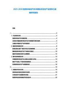 2025-2030氢燃料电池汽车关键技术攻关产业竞争力发展研究报告