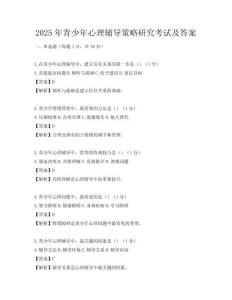 2025年青少年心理辅导策略研究考试及答案