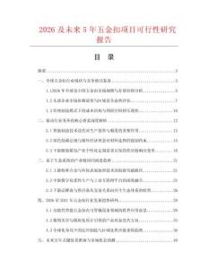 2026及未来5年五金扣项目可行性研究报告