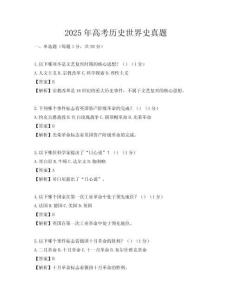 2025年高考历史世界史真题