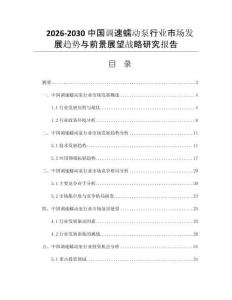 2026-2030中国调速蠕动泵行业市场发展趋势与前景展望战略研究报告