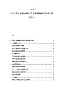 2025-2030汽车规划智能座舱行业市场供需格局评估成本调研规划