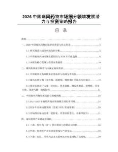 2026中国痛风药物市场细分领域发展潜力与投资策略报告