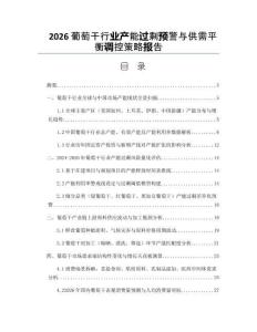 2026葡萄干行业产能过剩预警与供需平衡调控策略报告